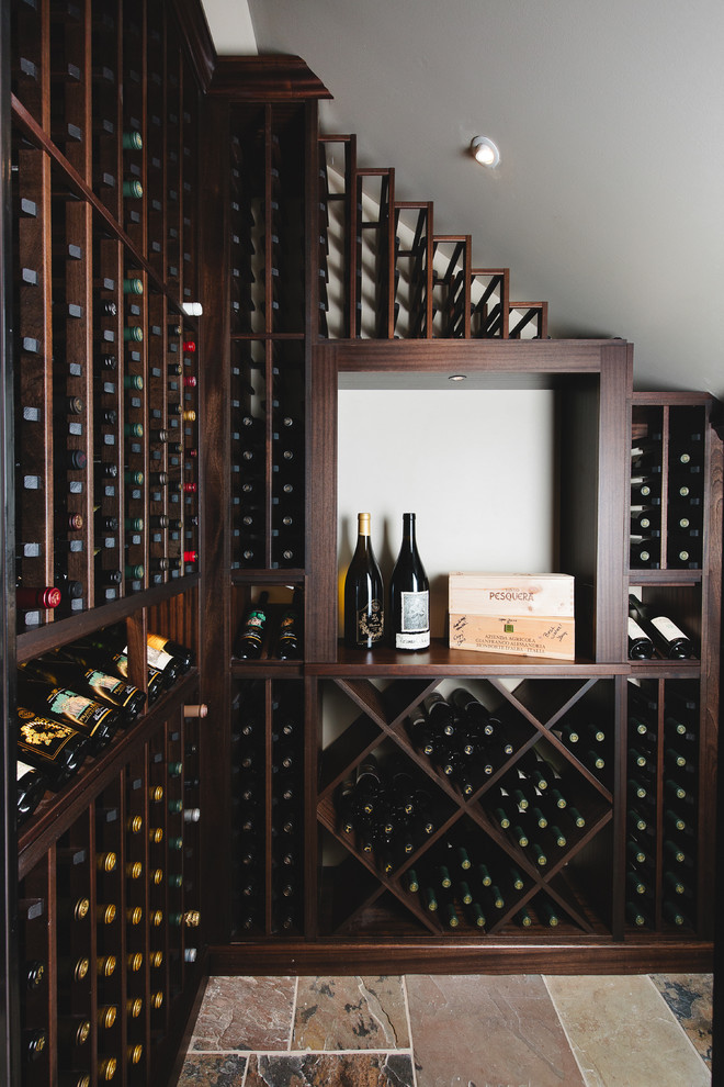 Photo of a traditional wine cellar in Atlanta with diamond bins.