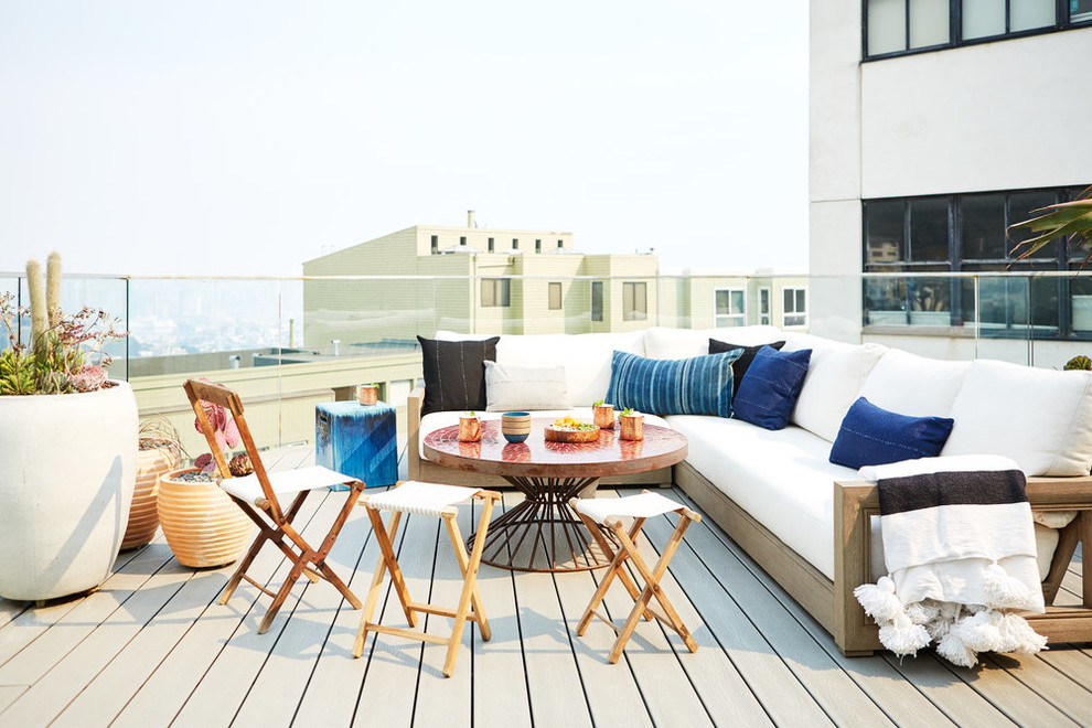Design ideas for a contemporary rooftop and rooftop deck in San Francisco with a container garden.