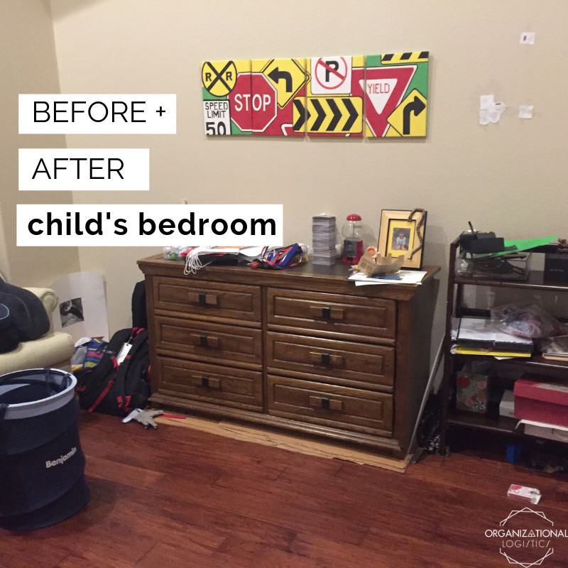 Design ideas for a mid-sized modern kids' bedroom for kids 4-10 years old and boys in Austin with brown walls and dark hardwood floors.