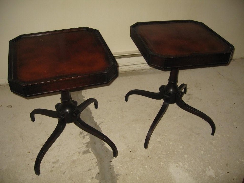 Classic mahogany leather-top tables
