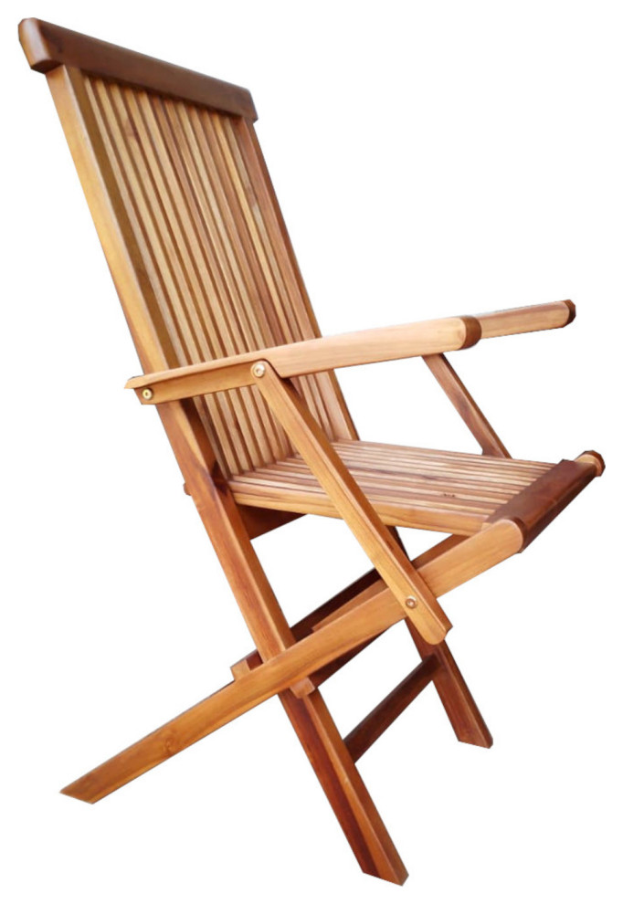 Teak Folding Chair with Arms Transitional Outdoor Folding Chairs
