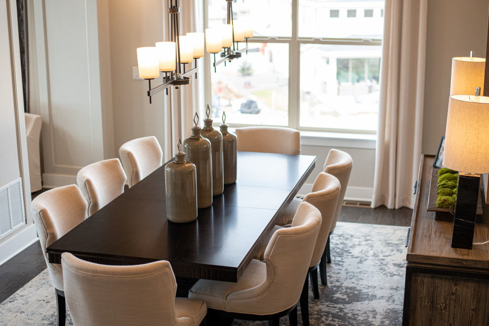 Dining room - rustic dining room idea in Denver