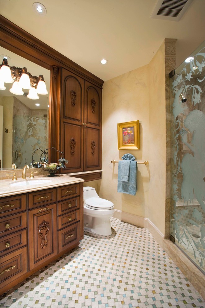 Transitional bathroom photo in Miami