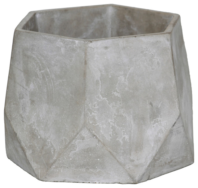 Hexagon Cement Flower Pot Concrete Gray Finish Hexagon Cement Flower Pot Concrete