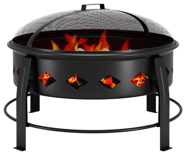 Cosmic Flame 27 Outdoor Light Fire Pit With Poker Transitional
