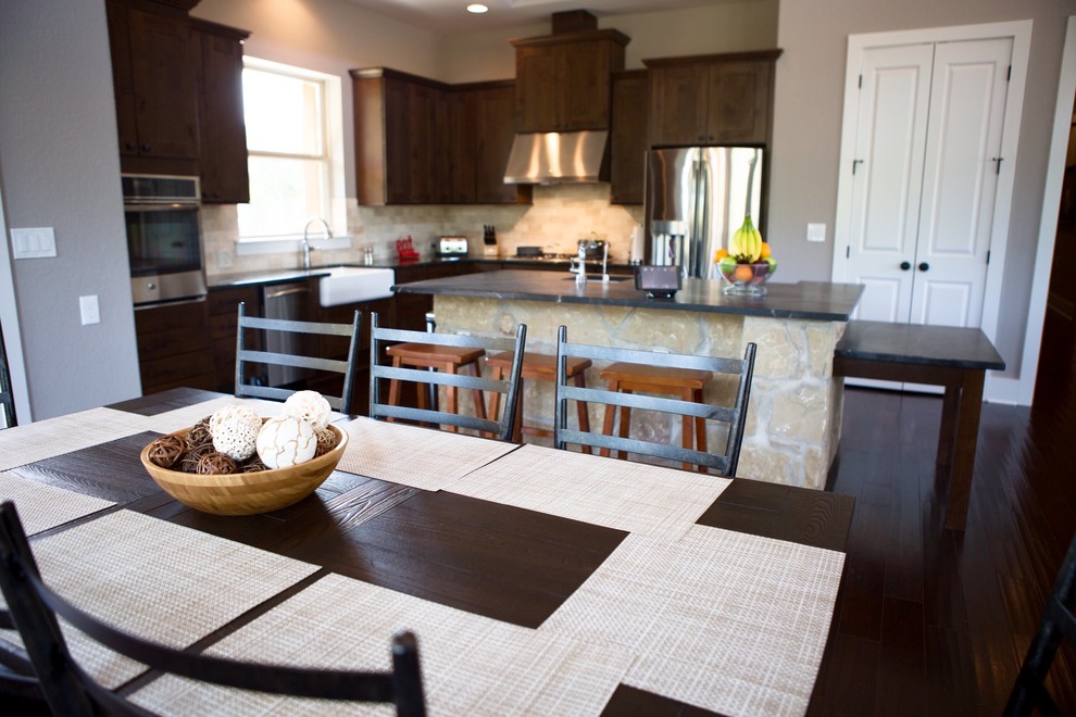 Inspiration for a large rustic kitchen remodel in Austin