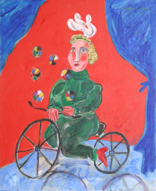 Benjamin Levy, Juggling On A Bicycle, Oil Painting - Contemporary ...