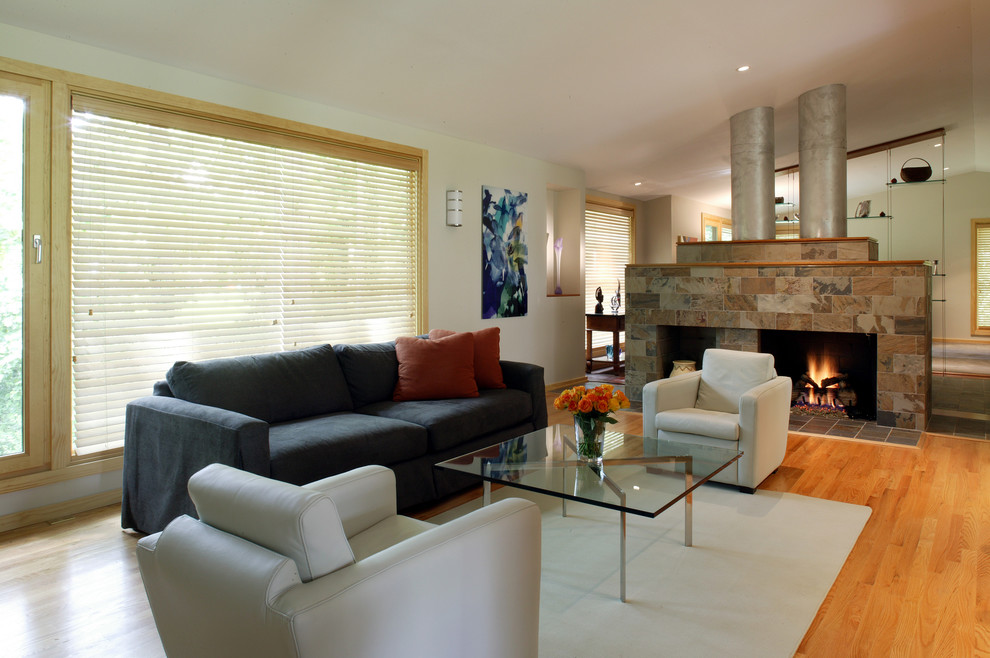 wood house Modern Living Room DC Metro by Brennan + Company