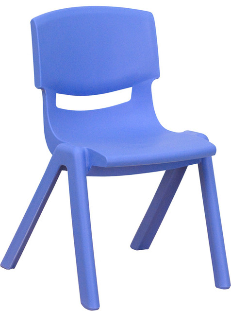 Blue Plastic Stackable School Chair With 12'' Seat Height
