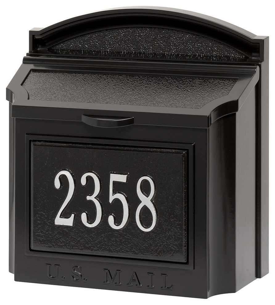 Whitehall Custom Wall Mount Aluminum Mailbox With Address Transitional Mailboxes By