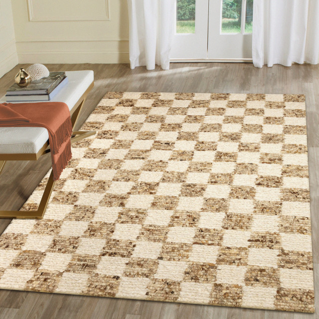 Lhasa Checkerboard Indoor Area Rug, 3'6" x 5'6" Contemporary Area