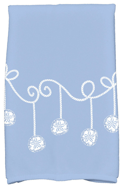 Sanddollar Ornaments Holiday Geometric Print Kitchen Towel, Blue