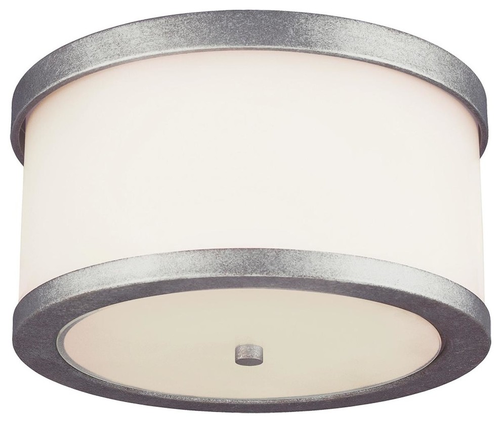 Banded Drum Glass Outdoor Ceiling Light