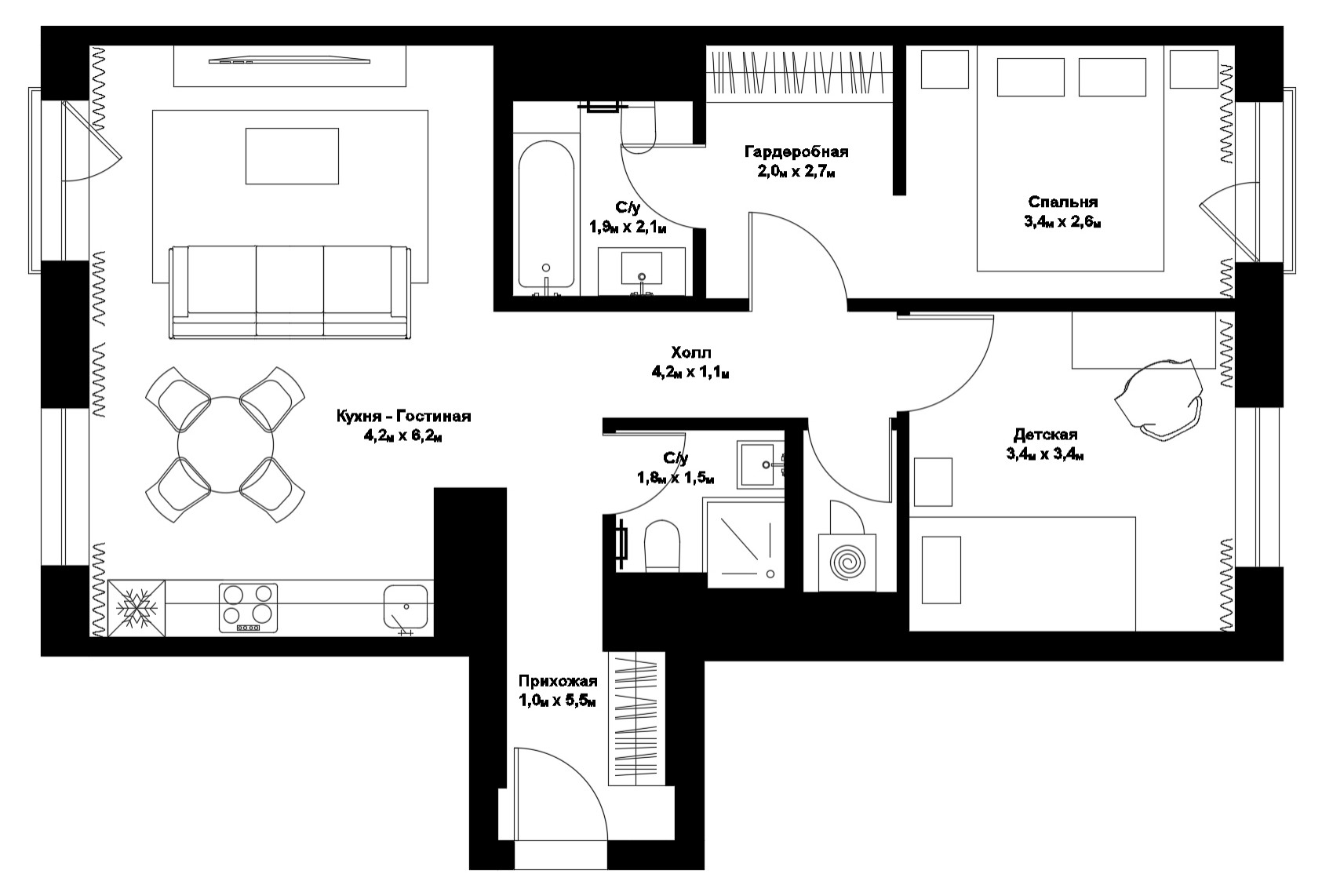 Проект недели: Спальня с ванной в центре комнаты | Houzz Россия