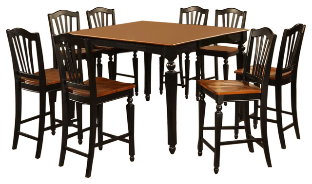 7 Piece Counter Height Table Set Square Gathering Table And 6