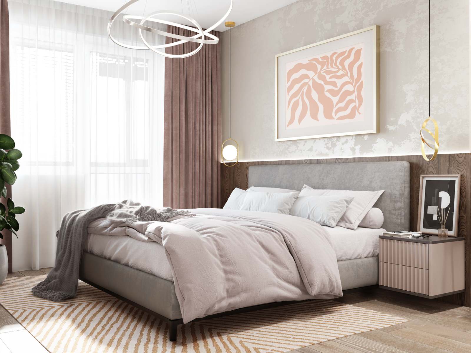 Спальня в элегантной квартире на улице Мельникайте (г.Тюмень)