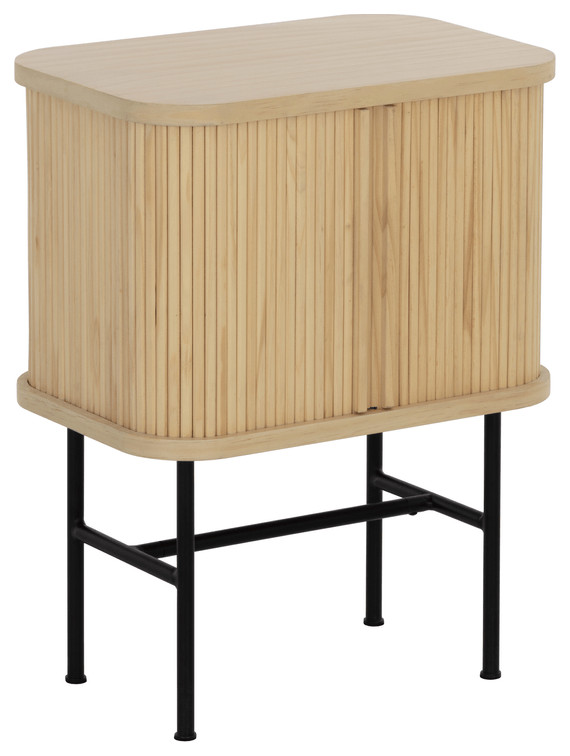 24" Natural Modern Sliding Door Nightstand Transitional Nightstands