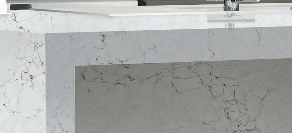 Design ideas for a modern kitchen in Austin with quartz benchtops and white benchtop.