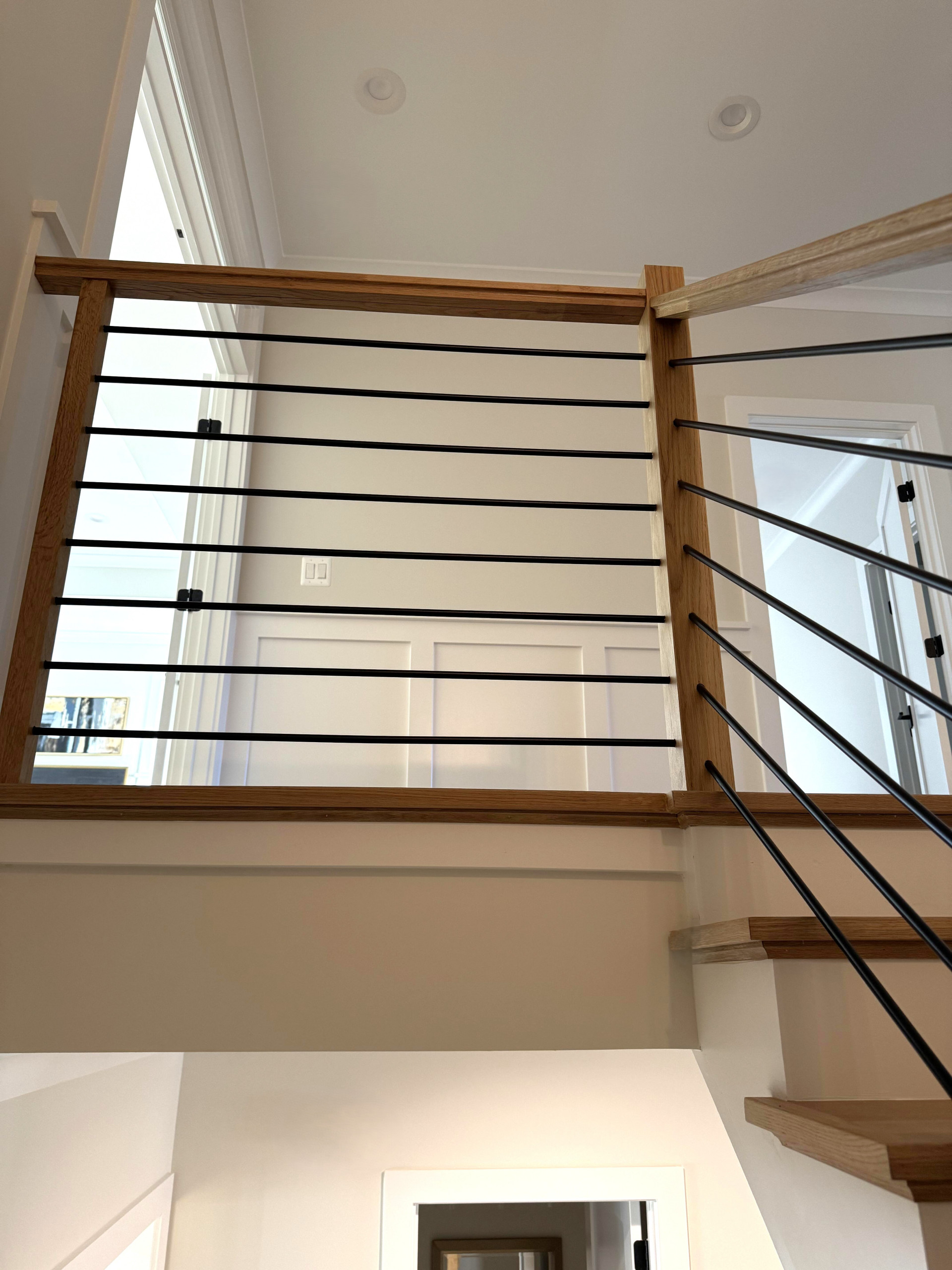 140_Modern White Oak Stair with Horizontal Bar Rail, Falls Church, VA 22043