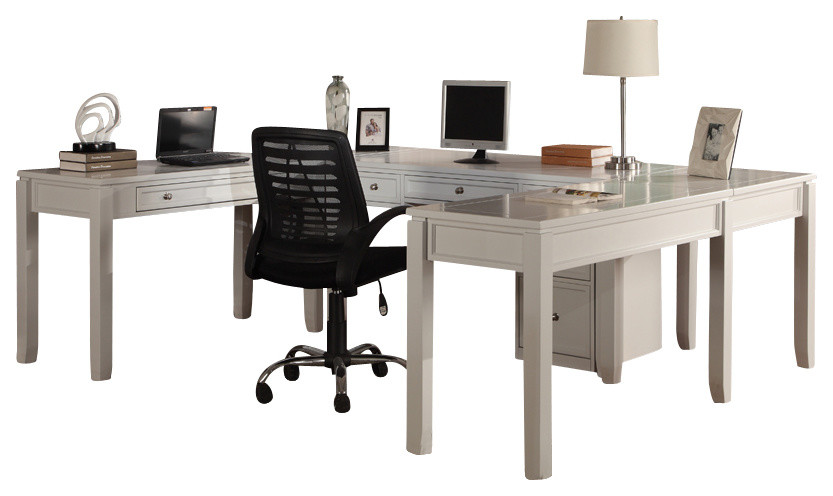 Boca 5 Piece U Shaped Desk Cottage White