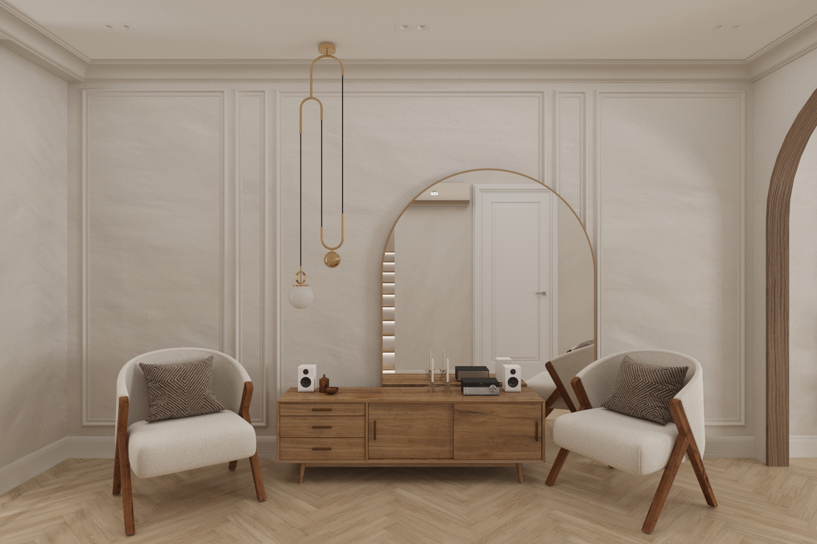 Современный таунхаус в теплой бежевой гамме