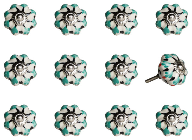 1 5 X 1 5 X 1 5 White Green And Black Knobs 12 Pack