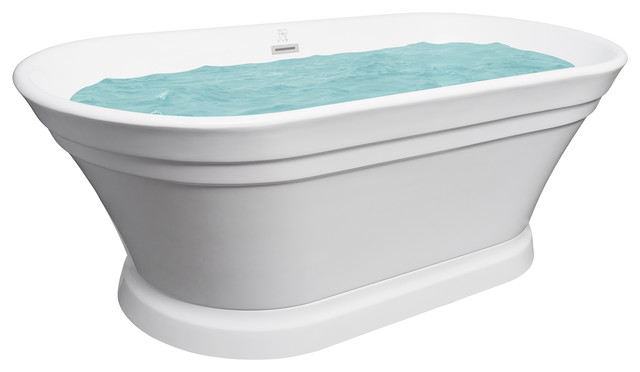 Akdy 67 White Acrylic Freestanding Soaking Spa Bathroom Bathtub With Drain