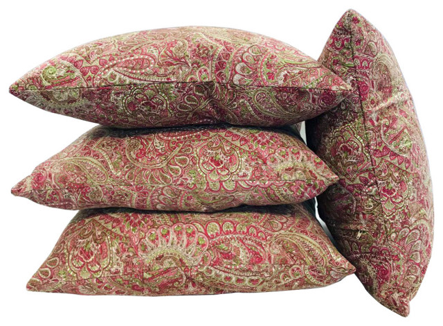 Paisley Suede 4 Piece Pillow Shell Set, Pink Lime, 20"x20"