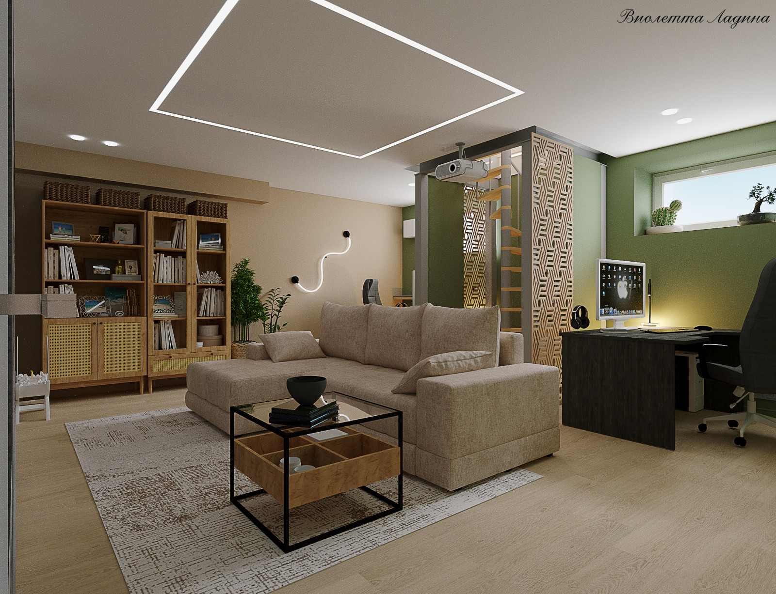 Гостиная в цокольном этаже.