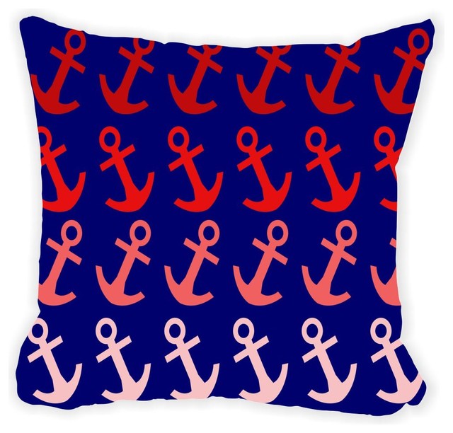 Red Anchors Design On Blue Distressed Wood Microfiber Throw Red Anchors Design On Blue Distressed Wood Microfiber Throw Pillow With Fill