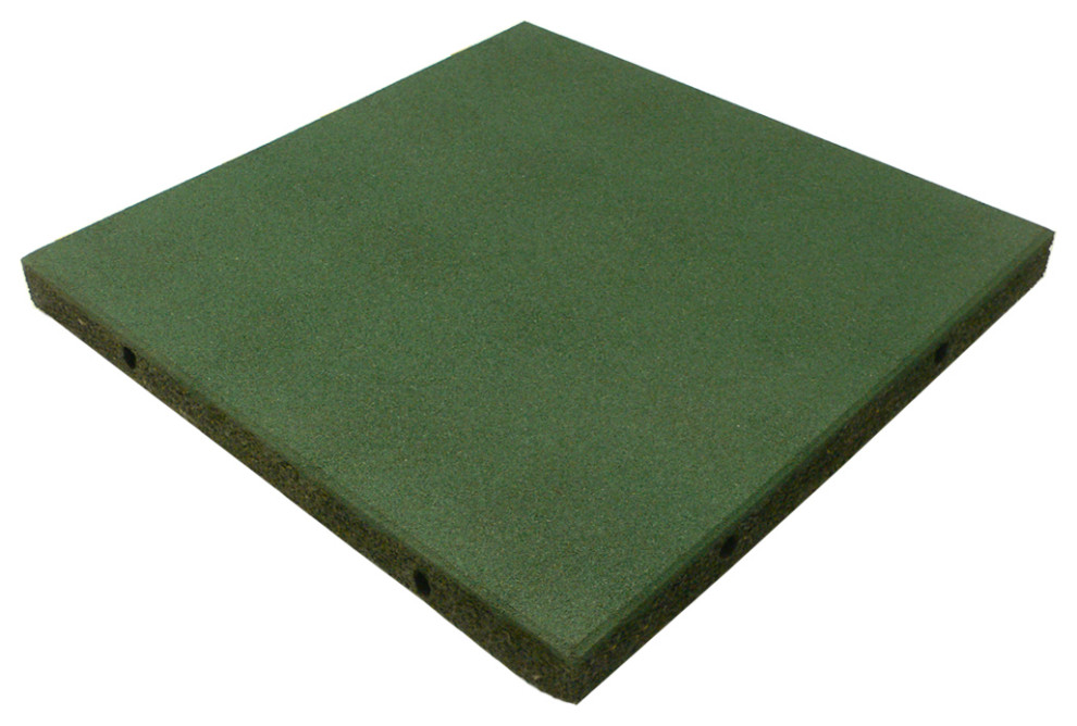 Rubber-Cal Eco-Safety Interlocking Tiles, 2.5", Green, 4 Pack