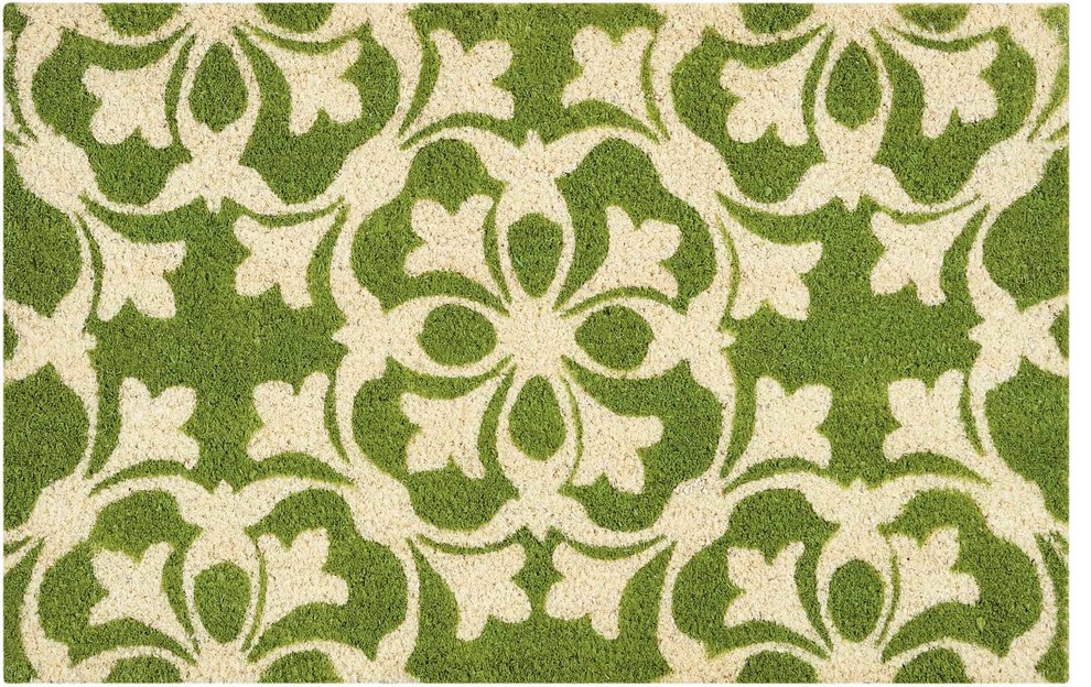 Nourison Waverly Greetings "Courtyard" Green Doormat, 1'6"x2'4