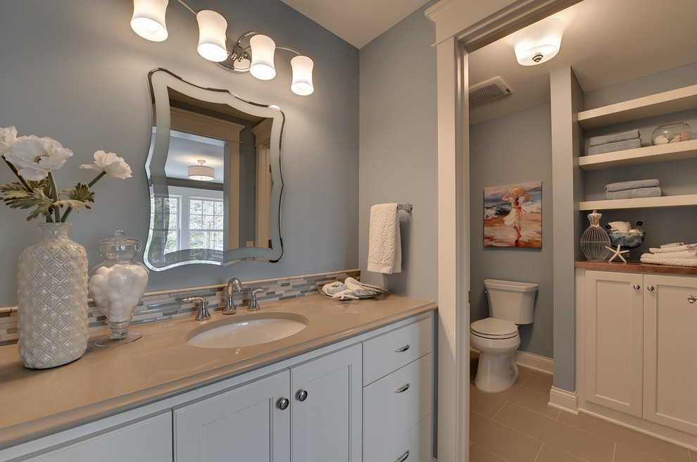 Design ideas for a traditional bathroom in Minneapolis with an undermount sink.