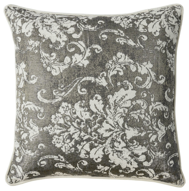 Contemporary Style Set Of 2 Throw Pillows With Floral And Foliage