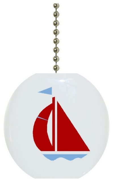 Sailboat Red Light Blue Ceiling Fan Pull Beach Style Accessories By Ina Hardware And Decor Llc Houzz - Nautical Sail Ceiling Fan With Light
