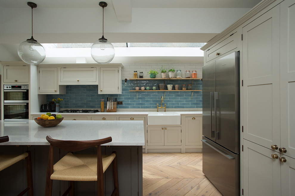 Design ideas for a transitional kitchen in London.
