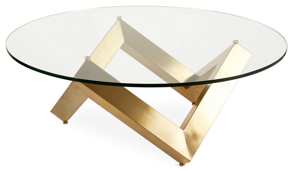 Como Coffee Table Brushed Gold Base Contemporary Coffee Tables by