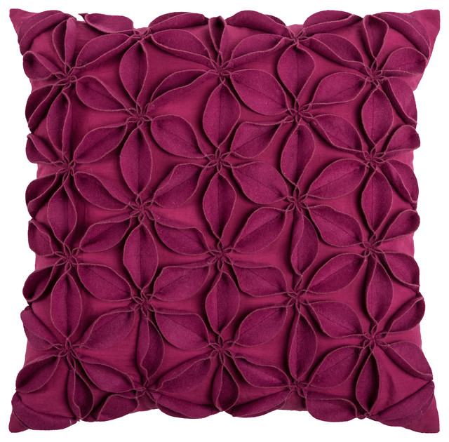 Rizzy Home Decorative Pillow, Raspberry - Contemporary - Decorative