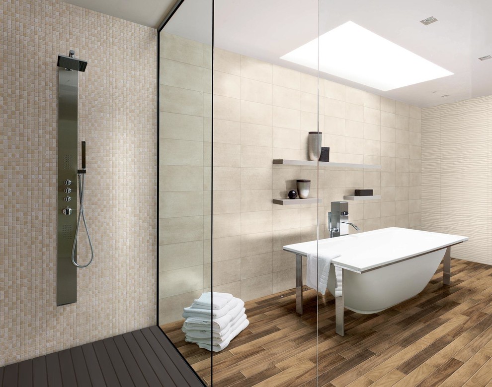 Foto di una stanza da bagno con pavimento in gres porcellanato