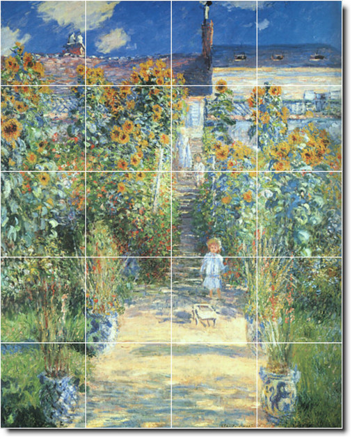 Claude Monet Garden Painting Ceramic Tile Mural #21, 32"x40"