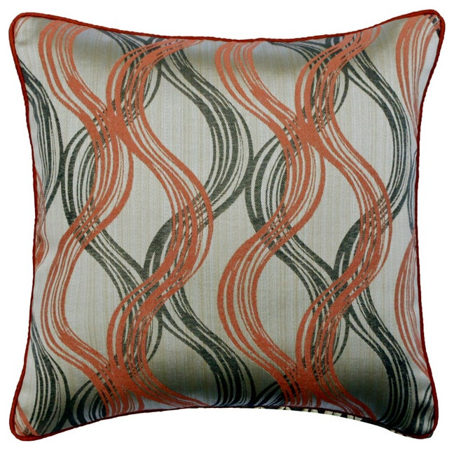 18"x18" Abstract Orange Jacquard Pillow Cover�For Sofa - Twirl Illusions