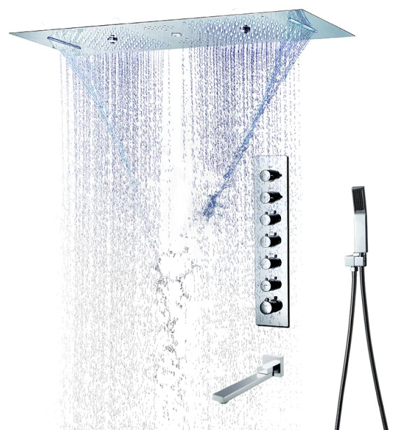 Remote Controlled Led Large Musical Shower System, Style A - Remote Control Ligh