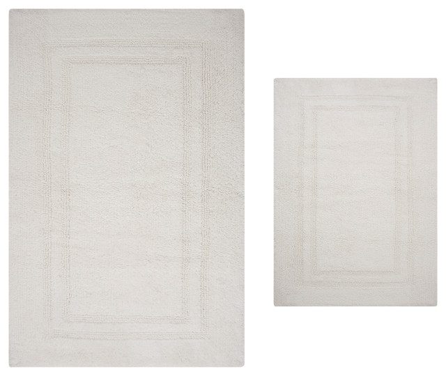 Luxury Hotel Style Reversible Bath Rug, 2Piece Set Contemporary