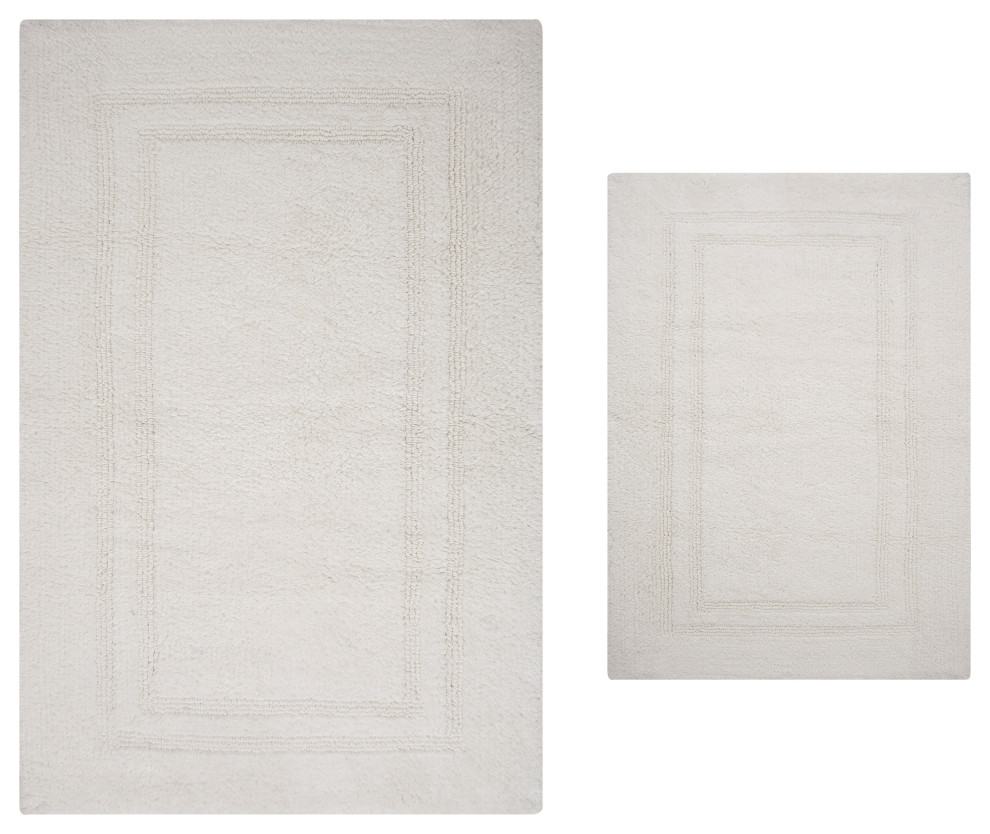 Luxury Hotel Style Reversible Bath Rug, 2Piece Set Contemporary