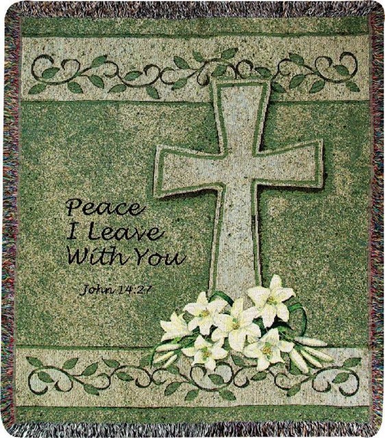 Peace I Leave with You Cross Tapestry Blanket 50 X 60 In.