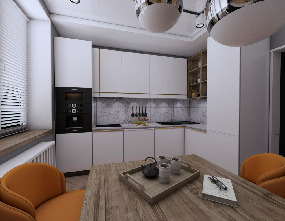 Кухня с яркими акцентами для молодой писательницы, жк Крылья