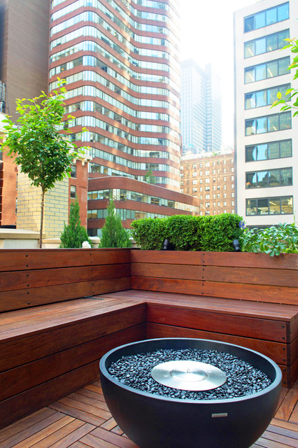Rooftop Garden with Pergola and Fencing for Outdoor Seating Area contemporary-terrace