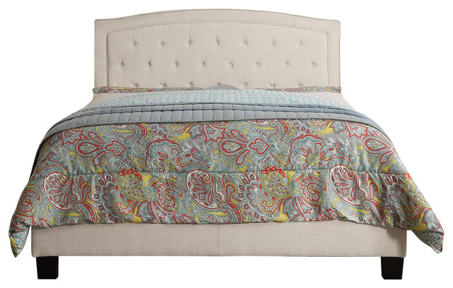 Vittoria Upholstered Tufted Panel Bed, Beige, Queen