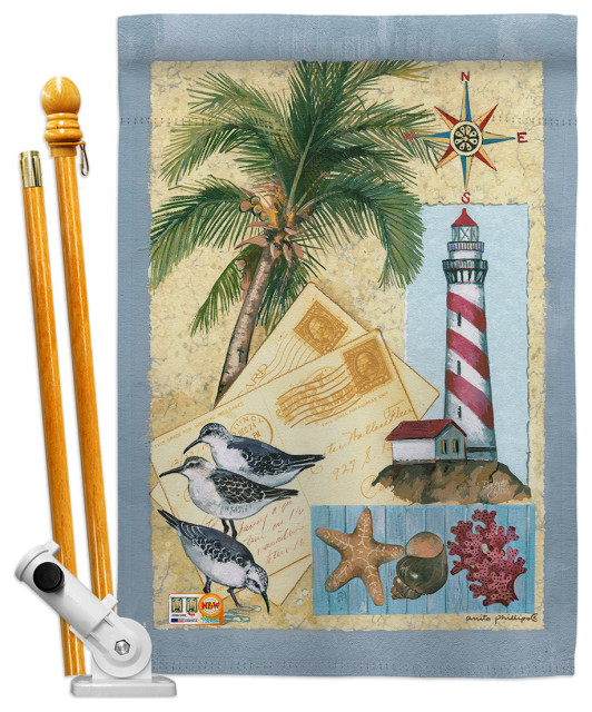 Lighthouse Letters Coastal Nautical House Flag Set Modern Flags And Flagpoles by Breeze