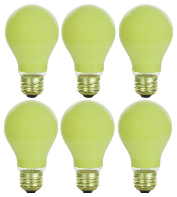 Sunlite Incandescent 25 Watt A19 Yellow Ceramic Light Bulb, 6 Pack